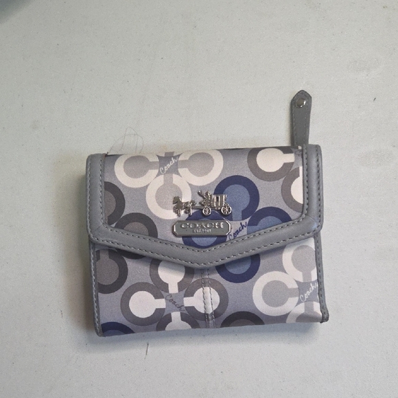 Coach Handbags - Coach Blue and Gray Patterned Wallet